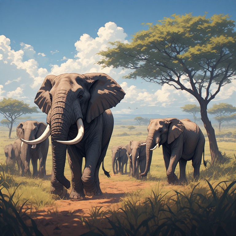 Elephants walking in Kenya
